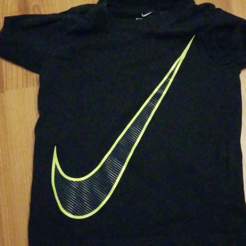 Dark blue with neon green Nike logo tshirt